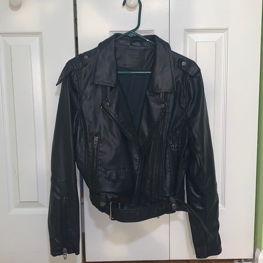 BLANK NYC Navy Leather Jacket